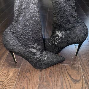 Aldo Black Lace Heeled Boots